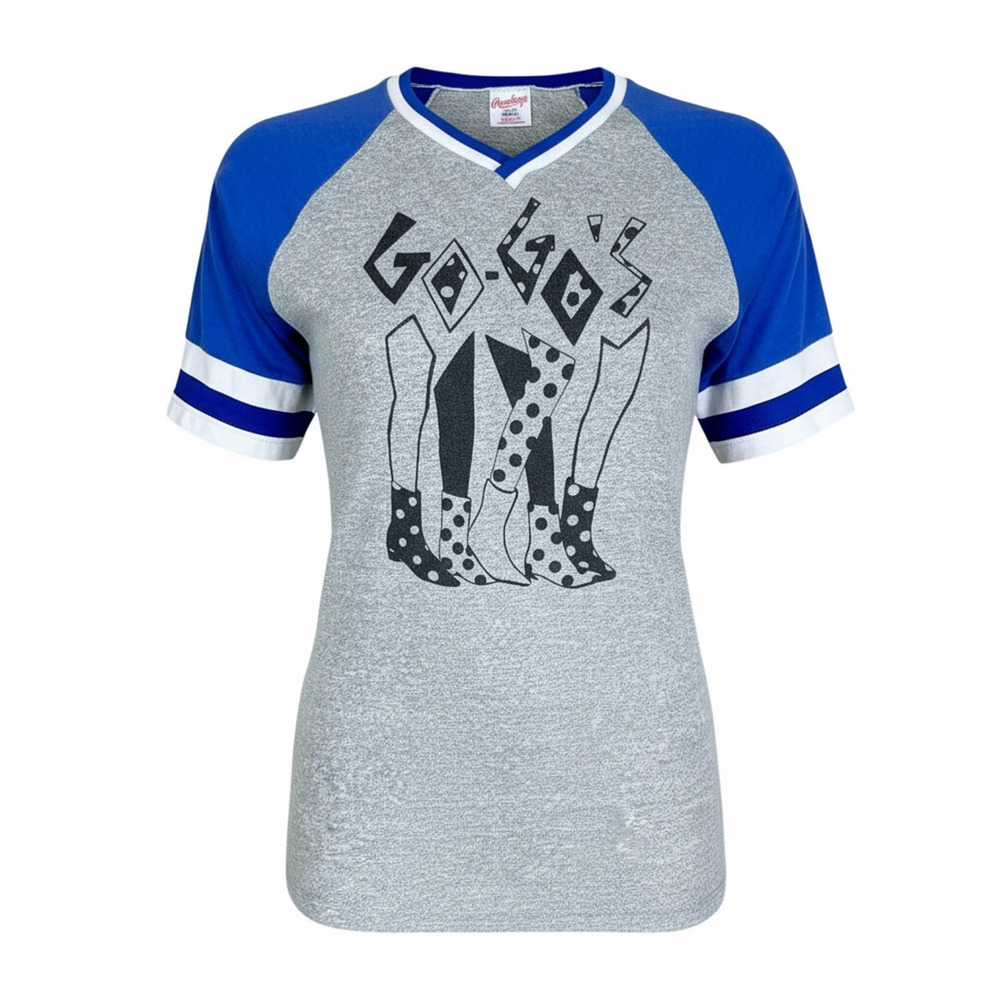 Go Go's Vintage V-Neck Jersey Women's Small Single Stitch Band T-Shirt 80s Rock